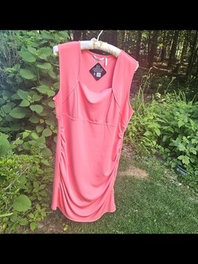 Sleeveless Coral Sheath Dress w/ built in shapewear